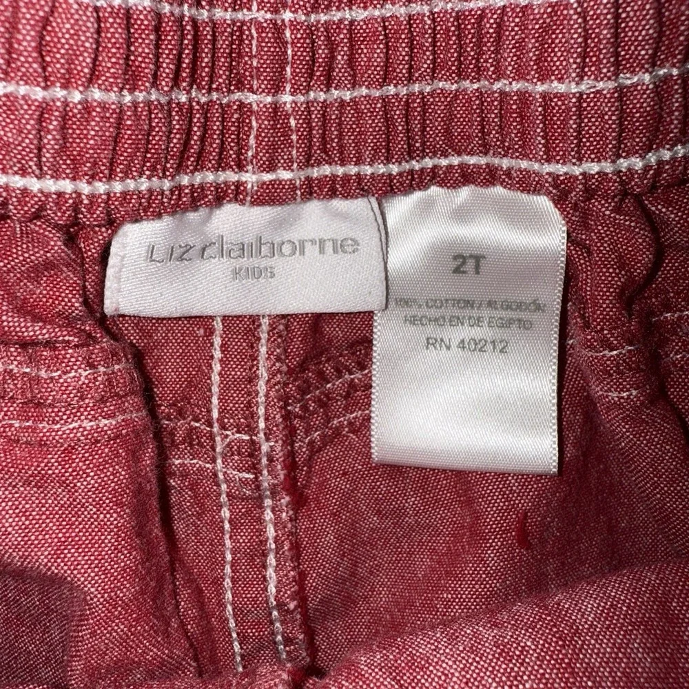 Liz Claiborne Toddler Girls 2T Heart Embroidered Pants Valentine's Day Red Retro